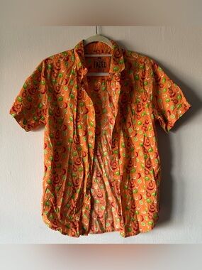 Orange Silly Hawaiian Button Up Shirt